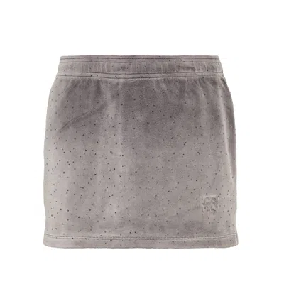 Alexander Wang Crushed Velour Mid-rise Mini Skort In Gray