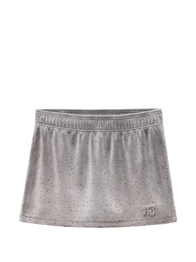 Alexander Wang Crushed Velour Mini Skort In Gray