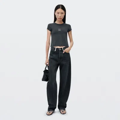 Alexander Wang Crystal Belt Loop Mid Rise Relaxed Jean In Grey Aged