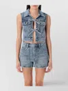 Alexander Wang Blue Clear Bead Hotfix Denim Vest