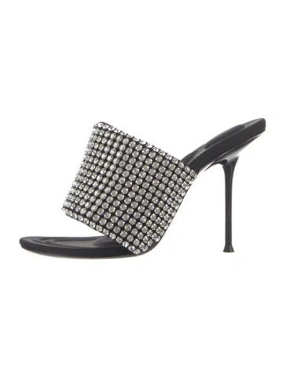 Pre-owned Alexander Wang Crystal Crystal Embellishments Slides In Black
