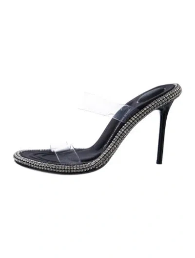 Pre-owned Alexander Wang Crystal Crystal Embellishments Slides In Blue