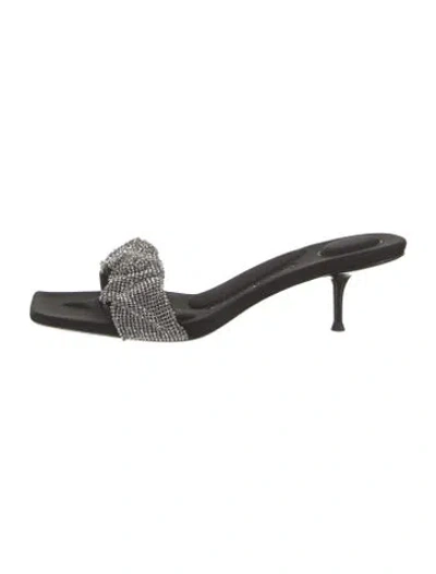 Pre-owned Alexander Wang Crystal Crystal Embellishments Slides In Metallic/silver