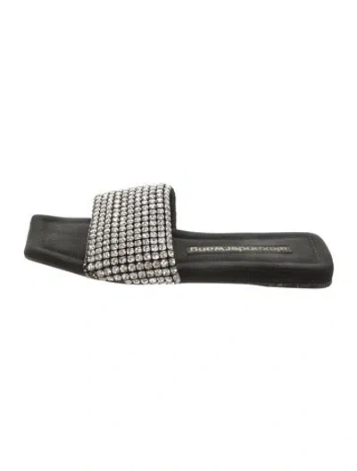 Pre-owned Alexander Wang Crystal Crystal Embellishments Slides In Silver