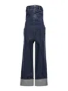 Alexander Wang Strapless Crystal-embellished Denim Jumpsuit In Blue