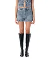 Alexander Wang Crystal Denim Shorts In Blue