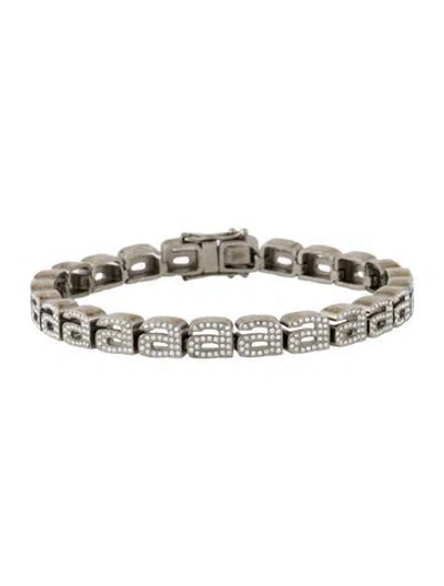 Pre-owned Alexander Wang Crystal Diamante A Tennis Link Bracelet, 7" In Multi
