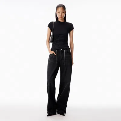 Alexander Wang Crystal Drawcord Balloon Jogger In Black