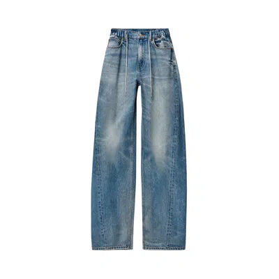 Pre-owned Alexander Wang Crystal Drawcord Balloon Jogger Jeans 'tinted Medium Indigo' | Blue | Women's Size 27