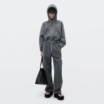 Alexander Wang Crystal Drawcord Mid-rise Trackpant In Dark Grey Melange