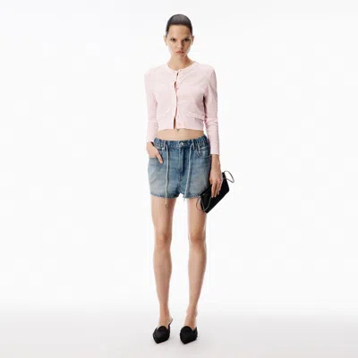 Alexander Wang Crystal Drawcord Short In Blue