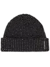 Alexander Wang Rib Beanie With Allover Hotfix Crystal Accessories In Black