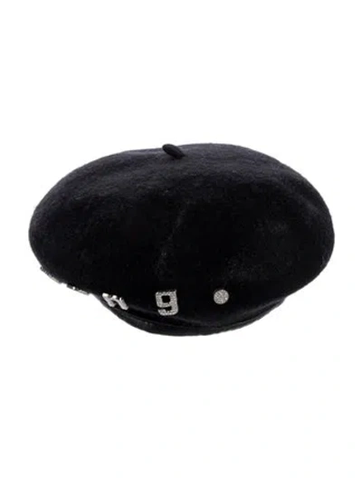 Pre-owned Alexander Wang Crystal Embellished Beret In Black