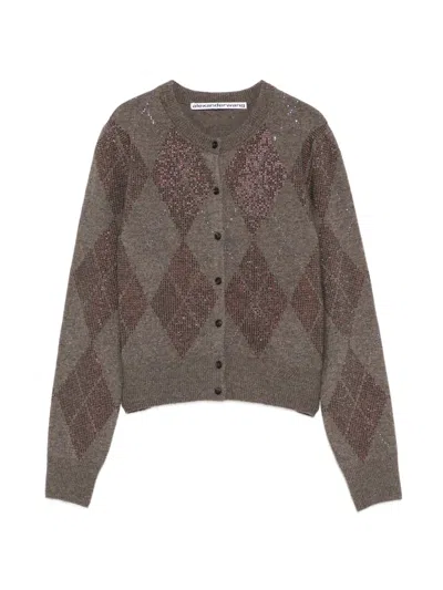 Alexander Wang Crystal-embellished Cardigan In Brown