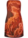 Alexander Wang Hotfix Crystal Strapless Mini Dress In Red