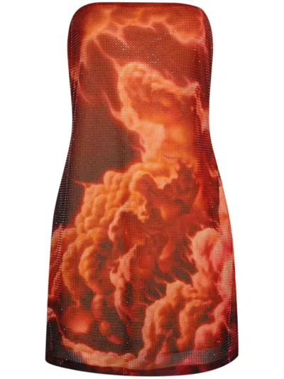 ALEXANDER WANG CRYSTAL-EMBELLISHED CLOUD-PRINT MINI DRESS