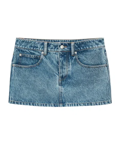 Alexander Wang Crystal-embellished Denim Mini Skirt In Blue