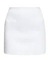 Alexander Wang Crystal-embellished Ribbed-knit Mini Skirt In White