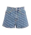 Alexander Wang Bite Logo Cotton Denim Shorts In Blue