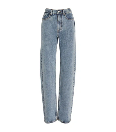 Alexander Wang Crystal-embellished Mid-rise Straight Jeans In Blue