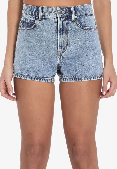 ALEXANDER WANG CRYSTAL EMBELLISHED MINI DENIM SHORTS