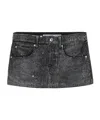 Alexander Wang Rhinestone Distressed Denim Miniskirt In Black