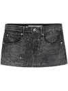 Alexander Wang Rhinestone Distressed Denim Miniskirt In Schwarz