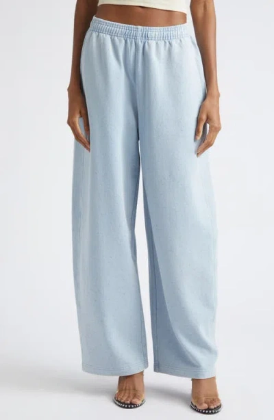 Alexander Wang Crystal Embellished Relaxed Fit Cotton Sweatpants In Blue