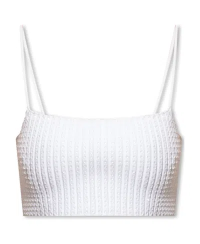 Alexander Wang Crystal-embellished Ribbed Tank Top In White