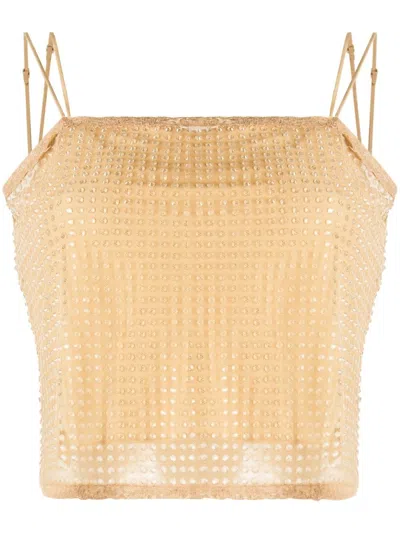 Alexander Wang Crystal-embellished Top In Neutrals