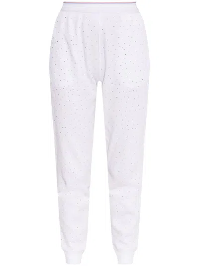 Alexander Wang Crystal-embellished Track Pants In White