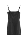 Alexander Wang Mini Dress With Crystal Accents And Spaghetti Straps In Charcoal
