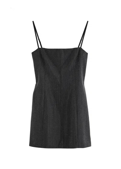 Alexander Wang Crystal-embellished Twill Mini Dress In Charcoal