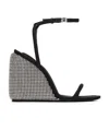 Alexander Wang Dahila Womens Leather Self Covered Crystal Wedge Wedge Sandals In Black