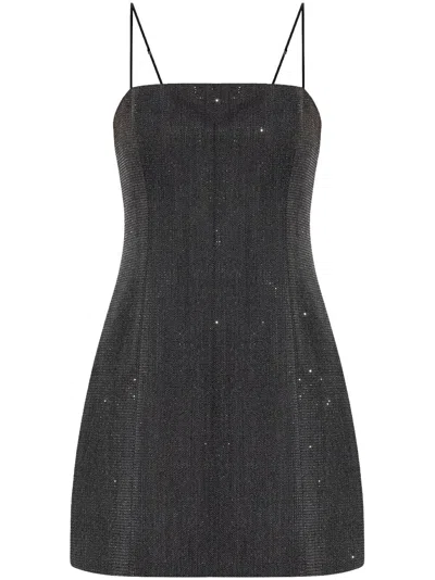 Alexander Wang Crystal-embellished Wool Mini Dress In Black