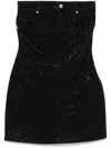 Alexander Wang Crystal Embellishment Denim Dress In Black