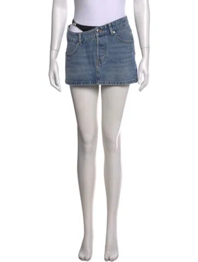 Pre-owned Alexander Wang Crystal Embellishments Mini Skirt In Blue