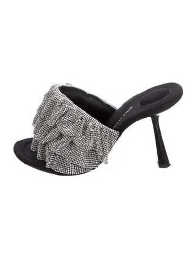 Pre-owned Alexander Wang Crystal Embellishments Slides In Black