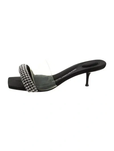 Pre-owned Alexander Wang Crystal Embellishments Slides In Black