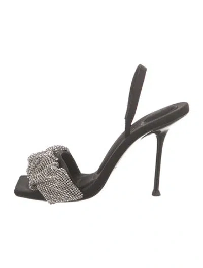 Pre-owned Alexander Wang Crystal Embellishments Slingback Sandals In Black