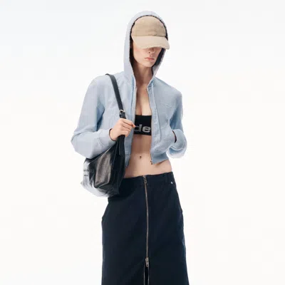 Alexander Wang Crystal Fitted Long Sleeve Zip Up
