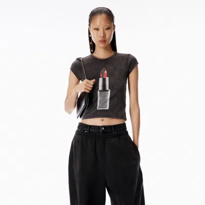 Alexander Wang Crystal Graphic Tee In Black