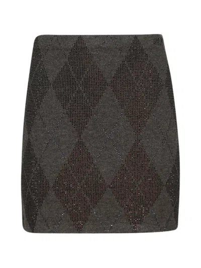 Alexander Wang Crystal Hotfix Argyle Tennis Mini Skirt In Gray