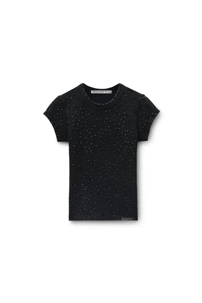 Alexander Wang Crystal Hotfix Baby Tee Washed Black