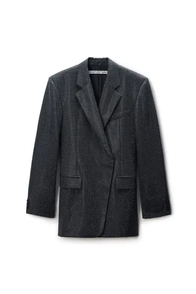 Alexander Wang Crystal Hotfix Blazer Dress In Gray