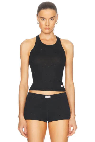 Alexander Wang Crystal Hotfix Classic Racer Tank Top In Black