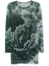 Alexander Wang Crystal-hotfix Cloud-print Mini Dress In Green