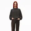 Alexander Wang Crystal Hotfix Crewneck Pullover In Wool-cashmere In Charcoal Melange