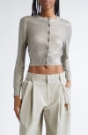 Alexander Wang Crystal Hotfix Crop Cardigan In Gold