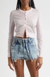 Alexander Wang Crystal Hotfix Crop Cardigan In Pink